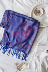 Navy Blue "Lucky" Indian Elephant Tassel Winter Pashmina - Scarves & Snoods - British D'sire