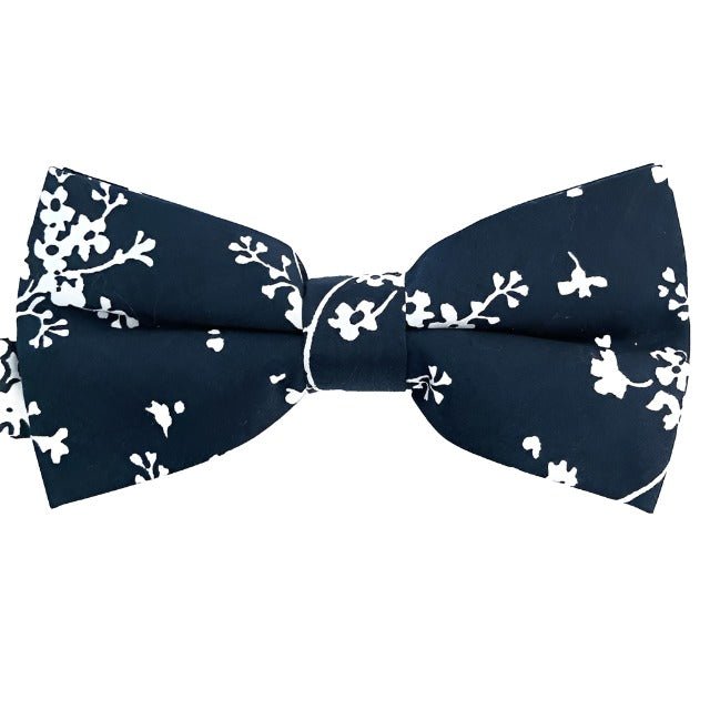 Navy Floral Bow Tie - All Products - British D'sire