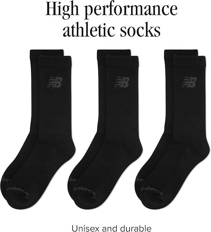 New Balance Unisex 3 Pack Crew Socks, White, M UK - Men's Socks - British D'sire