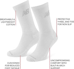 New Balance Unisex 3 Pack Crew Socks, White, M UK - Men's Socks - British D'sire