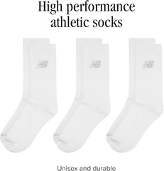 New Balance Unisex 3 Pack Crew Socks, White, M UK - Men's Socks - British D'sire