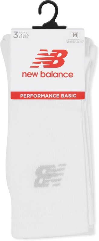 New Balance Unisex 3 Pack Crew Socks, White, M UK - Men's Socks - British D'sire