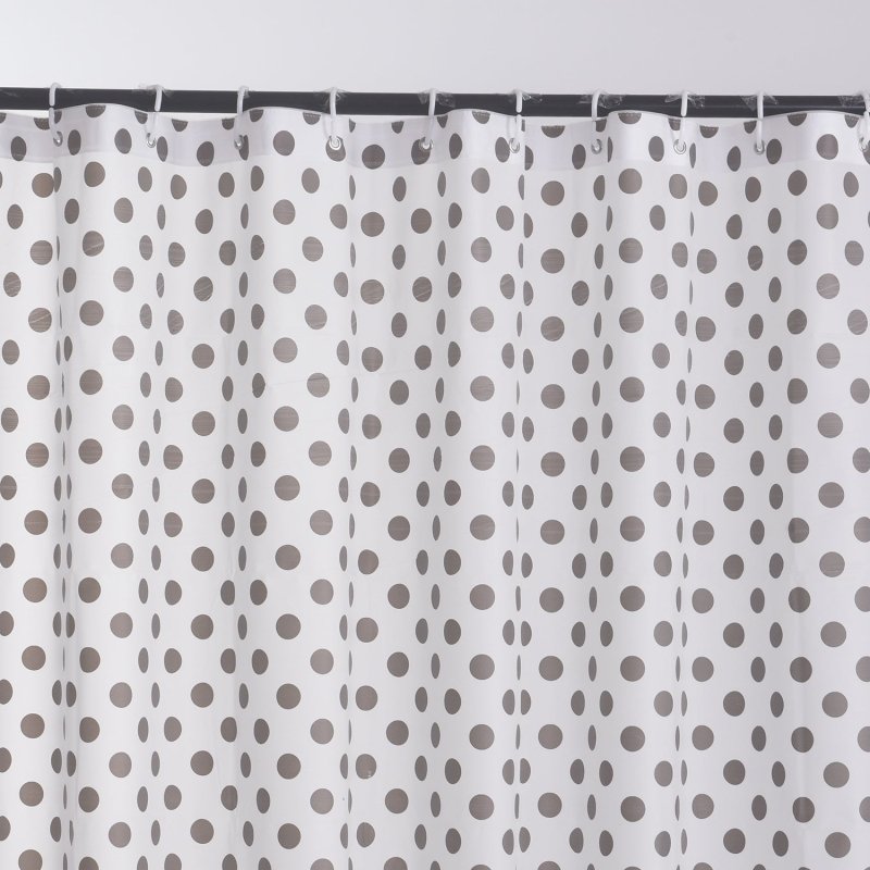 NEW MODERN DESIGN PEVA SHOWER BATHROOM CURTAIN WITH RING HOOKS 180 X 180 CM POLKA DOTS GREY - Shower Curtain - British D'sire