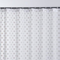 NEW MODERN DESIGN PEVA SHOWER BATHROOM CURTAIN WITH RING HOOKS 180 X 180 CM POLKA DOTS SILVER - Shower Curtain - British D'sire