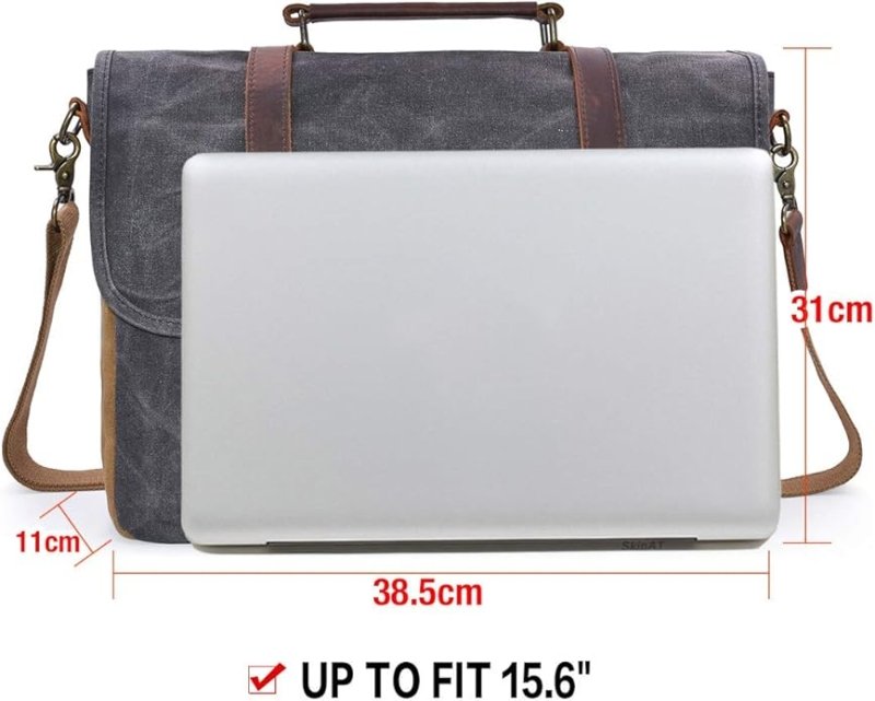 NEWHEY Mens Laptop Shoulder Canvas Messenger Bag Waterproof Computer Briefcase Notebook Vintage Satchel Designer School Work Bags 15.6 Leather - Shoulder Bag - British D'sire