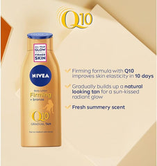 NIVEA Q10 Firming + Radiance Gradual Tan (200 ml), Tan Activating Firming Cream with Q10, Supports a Gradual Tan, Tanning Moisturiser for a Sun-Kissed Radiant Glow - British D'sire