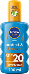 NIVEA SUN Protect & Bronze Sun Spray SPF20 (200ml), Bronzing Tanning Lotion Spray with SPF20, Advanced Suncream Protection, Natural Pro-Melanin Extract - British D'sire