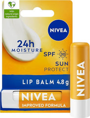 NIVEA Sun Protect Caring Lip Balm (4.8g), Lip Balm with Shea Butter and SPF 30, Protects Against UVA/UVB Rays with 24H Moisture, Lip Care - British D'sire