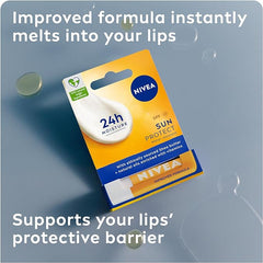 NIVEA Sun Protect Caring Lip Balm (4.8g), Lip Balm with Shea Butter and SPF 30, Protects Against UVA/UVB Rays with 24H Moisture, Lip Care - British D'sire