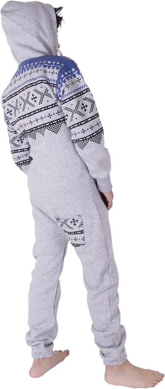 NOROZE Unisex Kids Boys Halloween Skeleton Aztec Onesie Costume Girls All In One Fleece Zip Up Hooded Onesie Costumes Jumpsuit UK Size 5 - 13 years - Dungarees - British D'sire