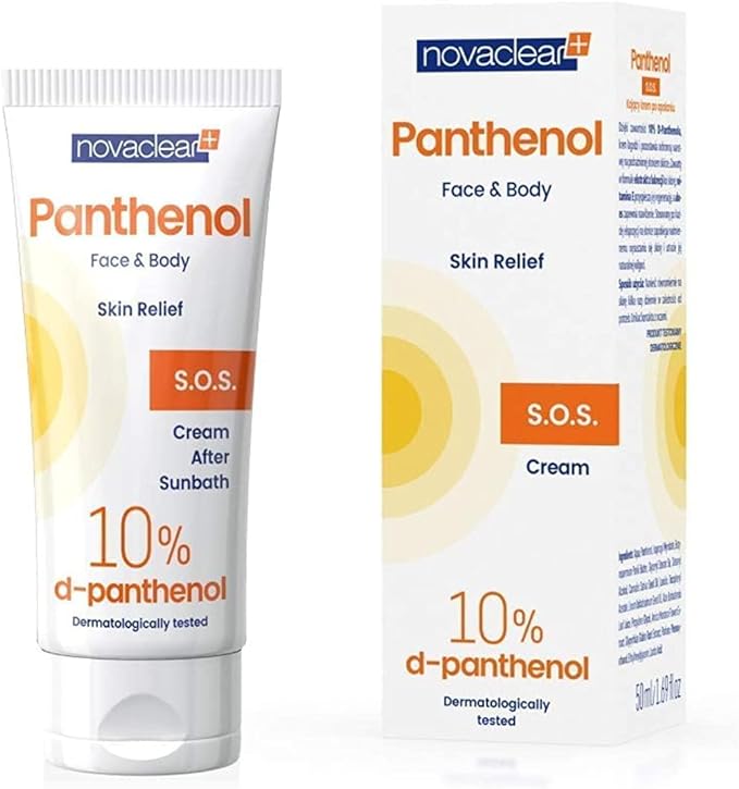 Novaclear Panthenol for Face and Body Soothing After Sun Cream 50 ml Cream with Panthenol Against Sunburn by Equalan Pharma - British D'sire