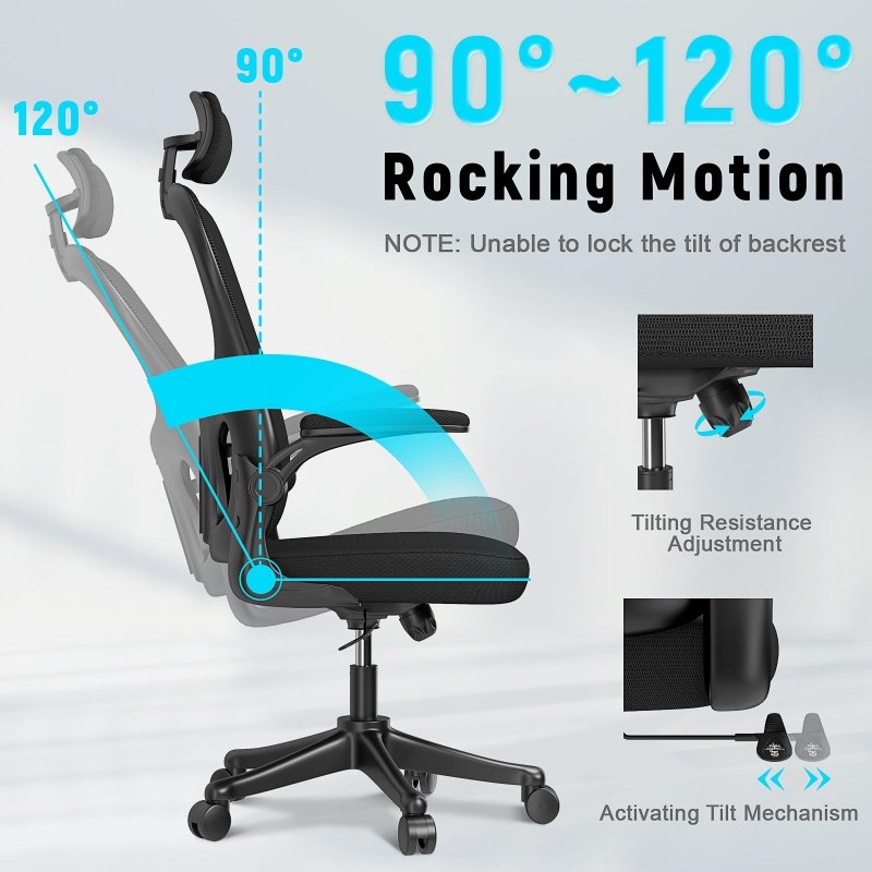 Office Desk Chair with Adjustable Headrest and Lumbar Support Executive Swivel Chair for Home and Office - British D'sire