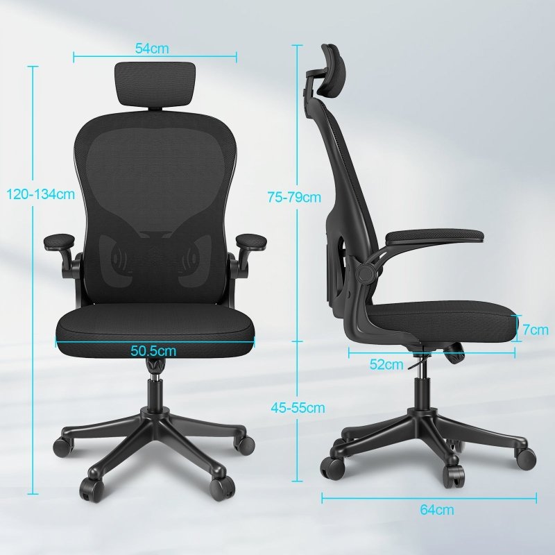 Office Desk Chair with Adjustable Headrest and Lumbar Support Executive Swivel Chair for Home and Office - British D'sire