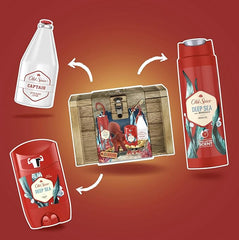 Old Spice Treasure Chest Gift Box, Old Spice Captain After Shave Lotion, Deodorant Stick, Shower Gel - British D'sire