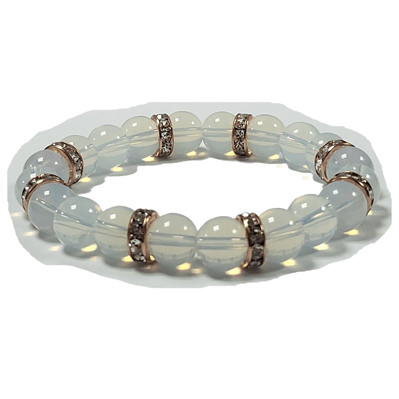 Opalite Bracelet 10mm Rose Gold Spacers Elevated Momentum - British D'sire