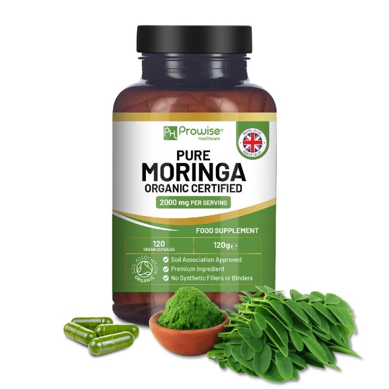 Organic Moringa Capsules 2000mg - 120 Vegan Moringa Leaves - British D'sire