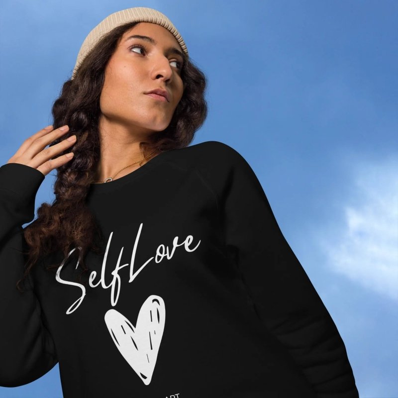 Organic sweatshirt SELF LOVE Unisex organic raglan sweatshirt - Unisex organic raglan sweatshirt - British D'sire