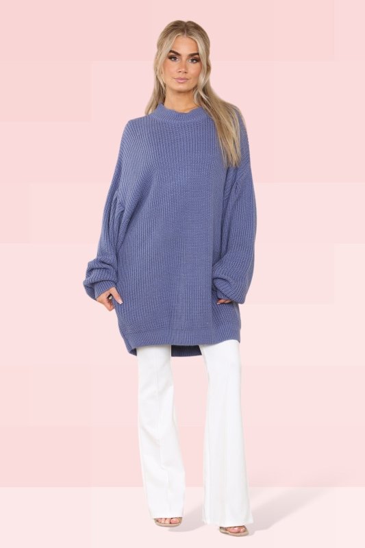 Oversized Blue Jumper - Jumper - British D'sire