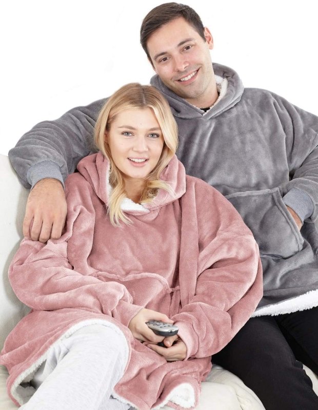 OVERSIZED FLEECE HOODIE HOODED BLANKET WARM SHERPA SWEATSHIRT LOUNGEWEAR GIFT - British D'sire