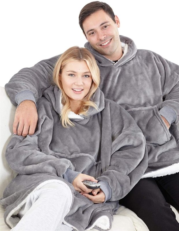 OVERSIZED FLEECE HOODIE HOODED BLANKET WARM SHERPA SWEATSHIRT LOUNGEWEAR GIFT - British D'sire