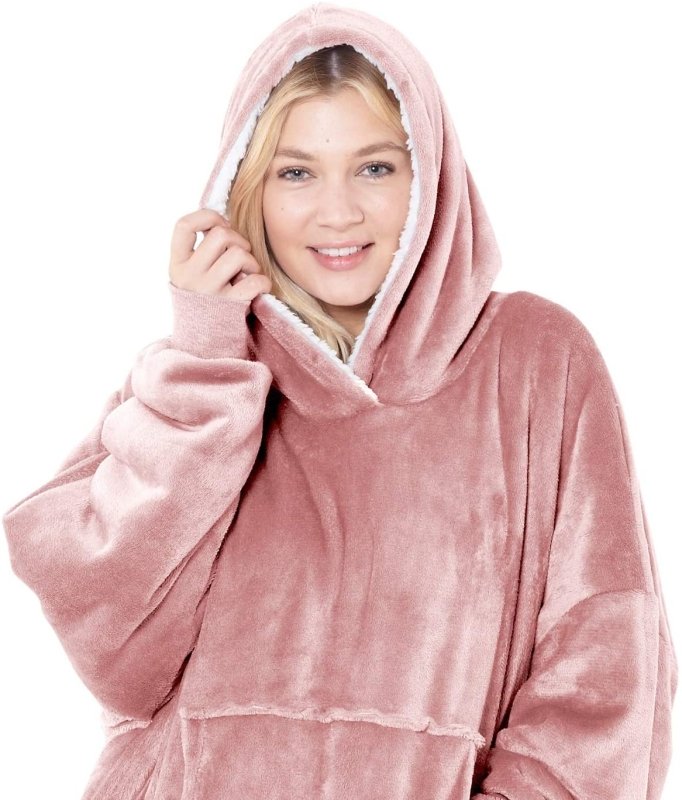 OVERSIZED FLEECE HOODIE HOODED BLANKET WARM SHERPA SWEATSHIRT LOUNGEWEAR GIFT - British D'sire