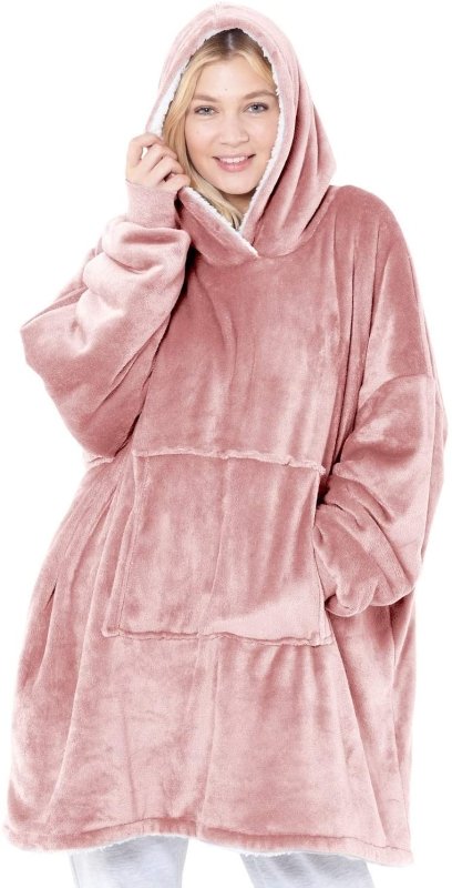 OVERSIZED FLEECE HOODIE HOODED BLANKET WARM SHERPA SWEATSHIRT LOUNGEWEAR GIFT - British D'sire