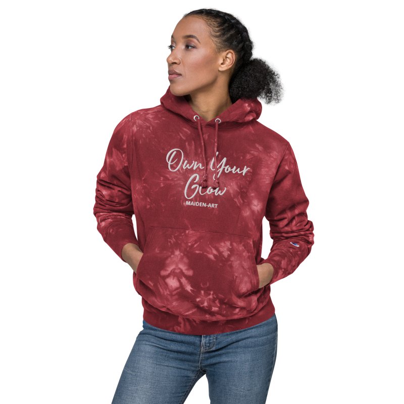 Own Your Glow Unisex Champion tie - dye hoodie with Embroidery | Champion hoodie - Unisex Champion tie - dye hoodie - British D'sire