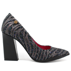 Pailette - Black/Grey Glitter - Heel Shoe - British D'sire