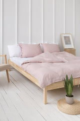 Pale Pink linen bedding set with ties - Bedding sets with ties - British D'sire