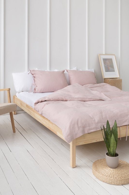 Pale Pink linen bedding set with ties - Bedding sets with ties - British D'sire