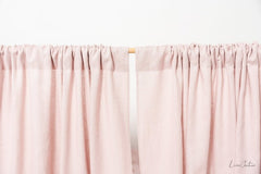 Pale Pink linen curtain panel with rod pocket - Rod pocket - British D'sire