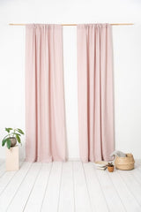 Pale Pink linen curtain panel with rod pocket - Rod pocket - British D'sire