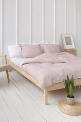 Pale Pink linen duvet cover with ties - Duvet cover with ties - British D'sire