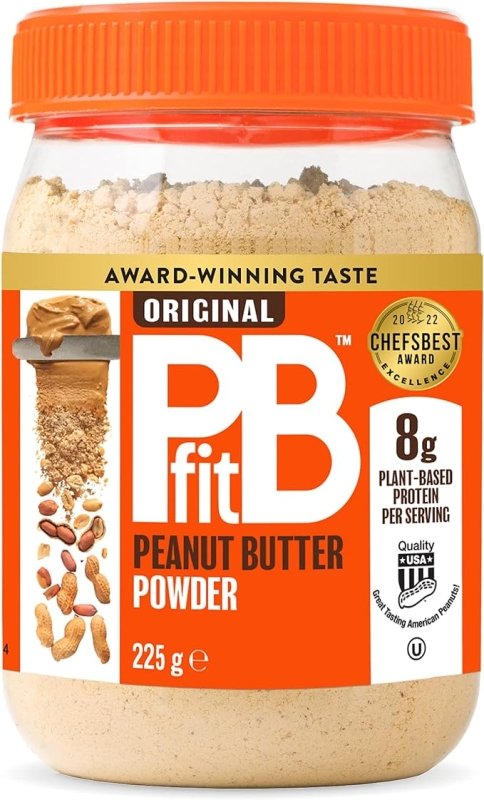 PBfit Peanut Butter Powder - 87% Less Fat, High Protein, Gluten Free Natural Nut Butter Spread - Powdered Peanut Butter from Real Roasted Pressed Peanuts - 225g - Food supplement - British D'sire