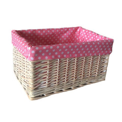 Pink Spotty Lined Storage Basket - Storage Baskets - British D'sire