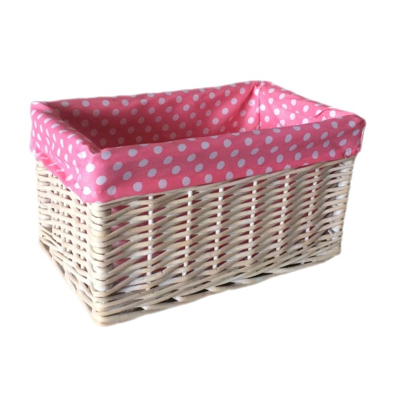 Pink Spotty Lined Storage Basket - Storage Baskets - British D'sire