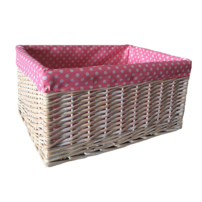 Pink Spotty Lined Storage Basket - Storage Baskets - British D'sire