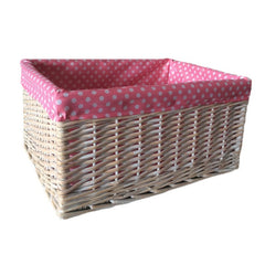 Pink Spotty Lined Storage Basket - Storage Baskets - British D'sire