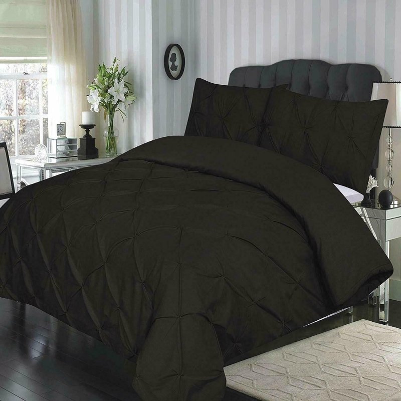 PINTUCK DUVET SET POLY COTTON QUILT COVER SINGLE DOUBLE SUPER KING SIZE BEDDING - Home, Furniture & DIY:Bedding:Bedding Sets & Duvet Covers - British D'sire