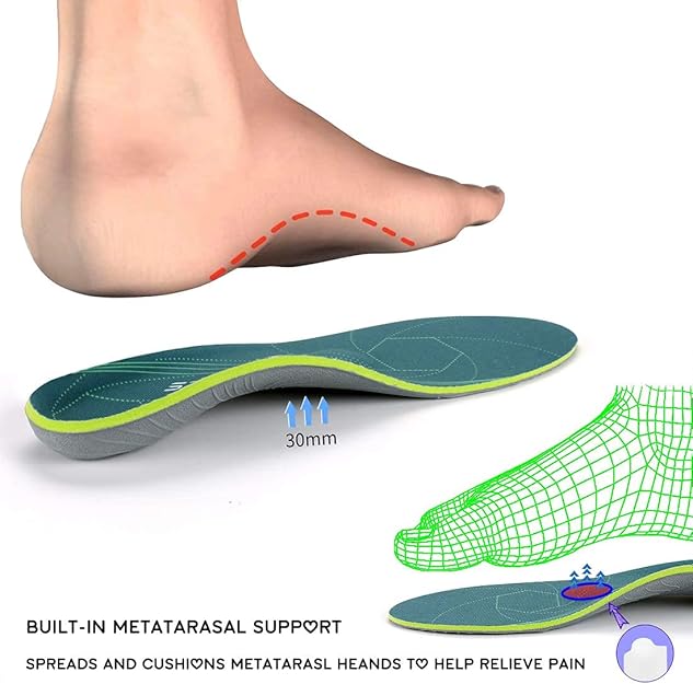 Plantar Fasciitis Arch Support Orthopedic Insoles Relieve Flat Feet Heel Pain Shock Absorption Comfortable Inserts - Shoes Accessories - British D'sire