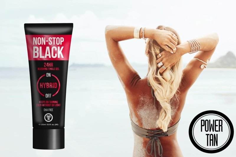 Power Tan Non-Stop Black Tingle Gelee (DHA Free) Hybrid UV Sunbed Tanning Accelerator Lotion 250ml - Body Care - British D'sire