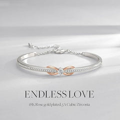 Praelinos Infinity Bracelets for Womens 18K White Rose Gold Plated 5A Cubic Zirconia Bangles Jewellery Gifts for Women Mum Wife Girlfriend sister Valentine's Day Mother's Day Birthday Anniversary - Bracelets & Bangles - British D'sire