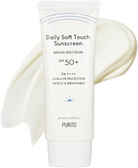 PURITO Daily Soft Touch Sunscreen 60ml / 2.02 fl. oz. SPF 50+ PA ++++ safe ingredients, broad-spectrum, calm, soothing, Vegan, cruelty-free - British D'sire