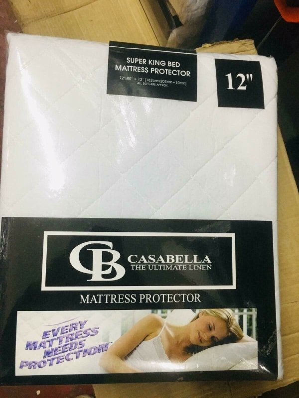 QUILTED MATTRESS PROTECTOR TOPPER LUXURY FITTED COVER SINGLE DOUBLE KING - Home, Furniture & DIY:Bedding:Mattress & Pillow Protectors - British D'sire