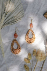 Rattan & Orange Agate Summer Earrings - Earrings - British D'sire