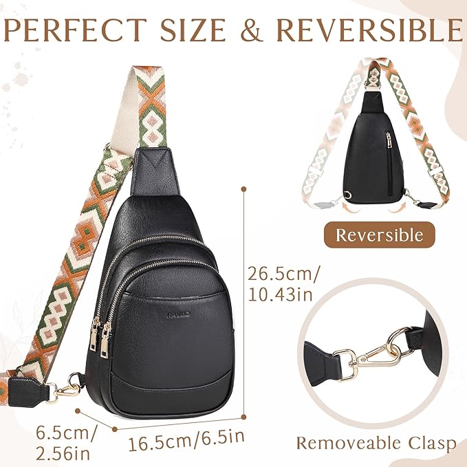 RAVUO Sling Bag for Women, Small Crossbody Bag Trendy Faux Leather Fanny Pack with Adjustable Strap for Travel Sport Hiking - British D'sire