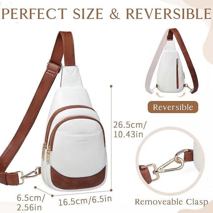 RAVUO Sling Bag for Women, Small Crossbody Bag Trendy Faux Leather Fanny Pack with Adjustable Strap for Travel Sport Hiking - British D'sire