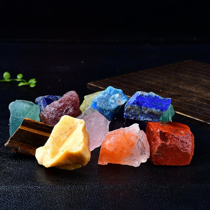 Raw Crystals,Premium Healing Crystals Gift,Large 7 Chakra Set with Rose Quartz and Clear Quartz Crystal Gemstones in Wooden Box,Natural Crystals,Meditation Gifts for Women,Christmas Gifts,Chakra - Gemstones - British D'sire