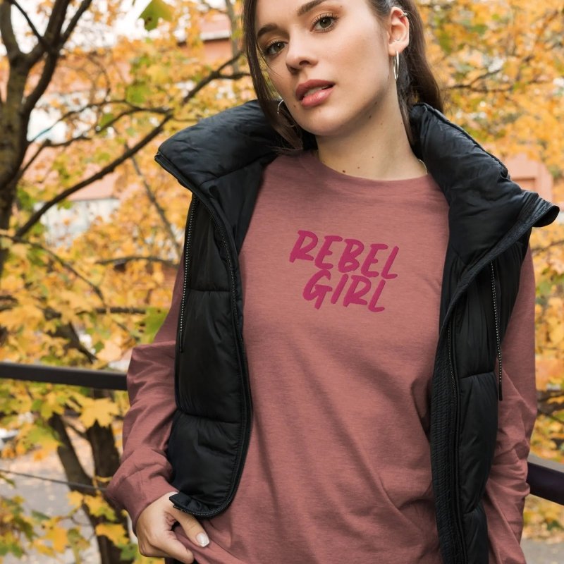 Rebel Girl Unisex Long Sleeve Tee with EMBROIDERY - long sleeve tshirt - British D'sire