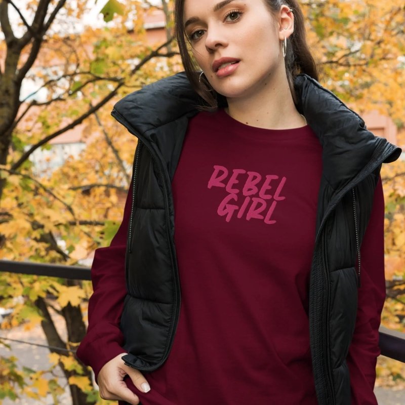 Rebel Girl Unisex Long Sleeve Tee with EMBROIDERY - long sleeve tshirt - British D'sire